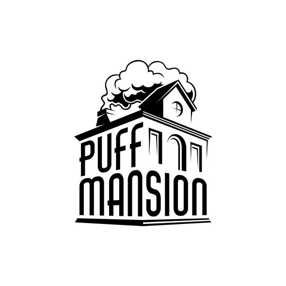 Smokehouse design with the title 'Puff Mansion Logo'