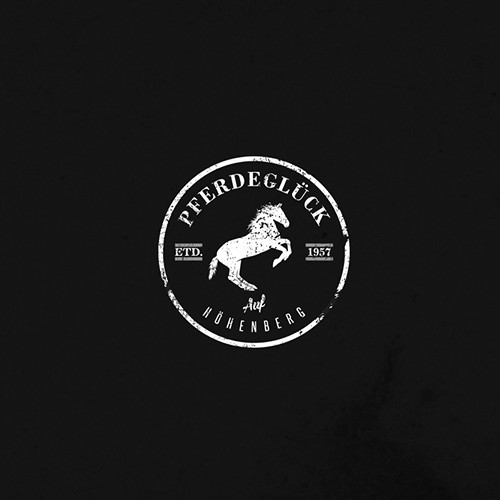 Farmhouse logo with the title 'Logo Design for Pferdeglück – Hof Hohenberg'