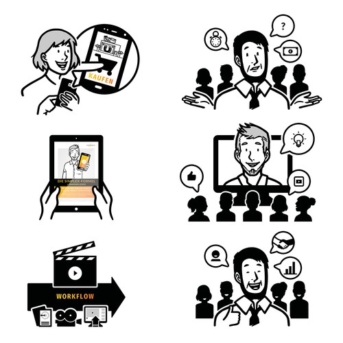 Digital artwork with the title 'E-Book Illustrations'