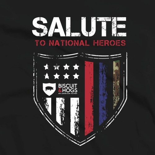 Black t-shirt with the title 'T-shirt design "Salute To National Heroes"'