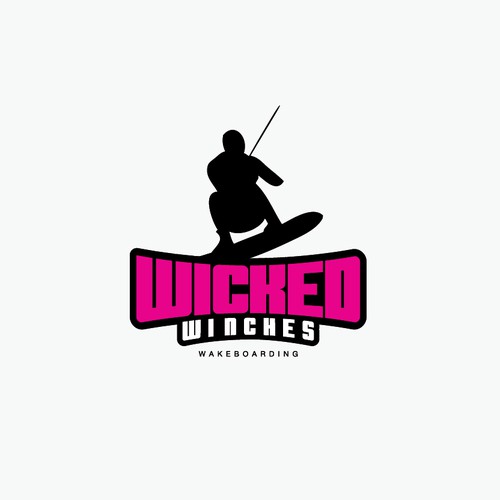 Wicked logo with the title 'Create a Funky,fun,out there,loud wakeboard winch illustration for "Wicked Winches"'