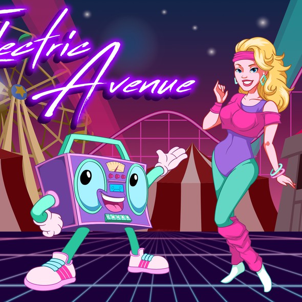 Party artwork with the title 'Illustration for Electric Avenue Games'