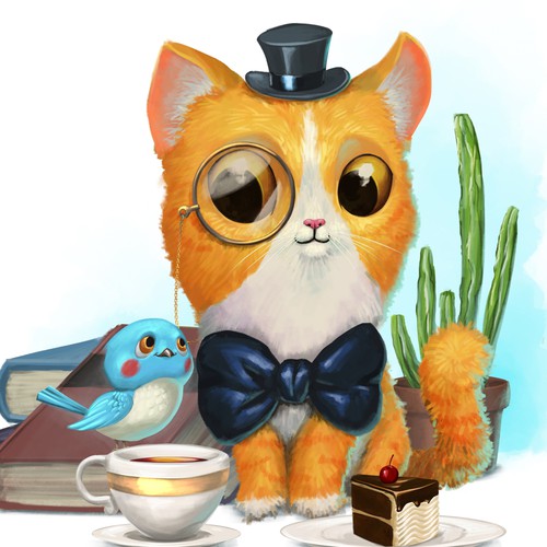 Cat illustration with the title 'Children book drawing'