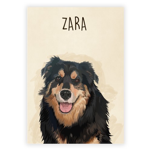 Pet illustration with the title 'Dog portrait'