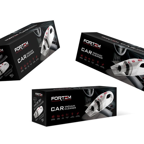 Car packaging with the title 'Car Vacuum Cleaner'