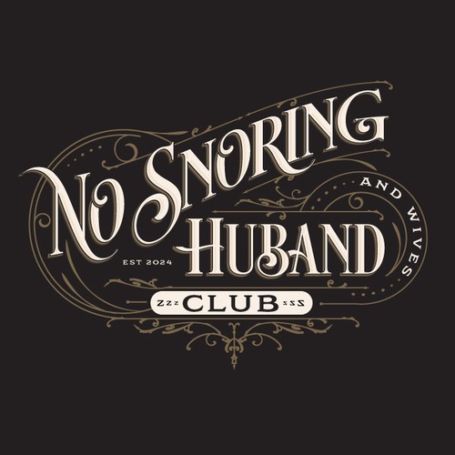 Baroque logo with the title 'Logo Design for No Snoring Husband'