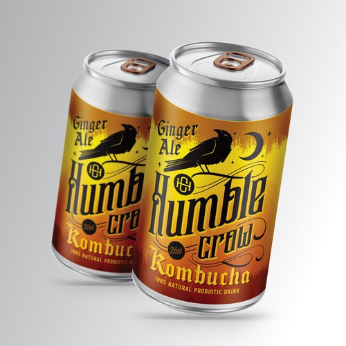 Kombucha label with the title 'Humble Crow - Kombucha'