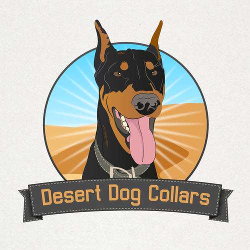 Desert logo with the title 'Doberman collars'