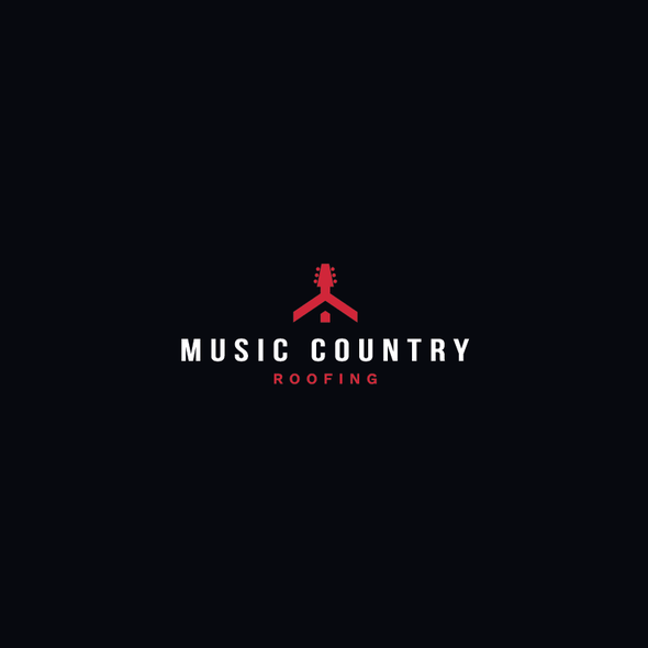 Roof design with the title 'Music Country Roofing Logo'