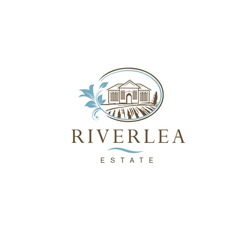 Illustrated logo with the title 'Design a luxurious, trendy and relaxed logo for Riverlea Estate weddings'