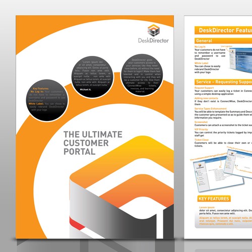 Simplified design with the title 'Flyer for DeskDirector'