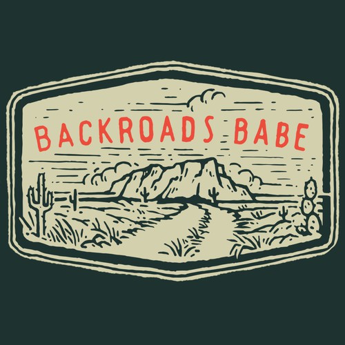 Road design with the title 'Simple T-Shirt Design BACKROADS BABE'