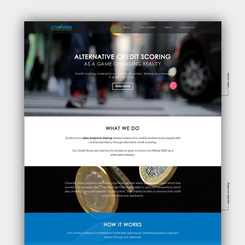 Parallax website with the title 'Credit Scoring Website Design'