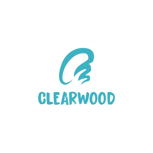Surfboard logo with the title 'Clearwood'