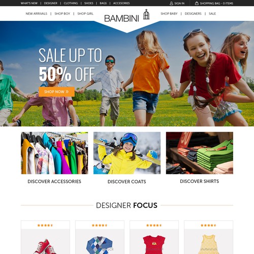 Ecommerce website with the title 'E-commerce Site Design'