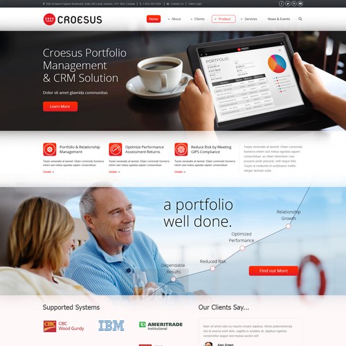 Management website with the title 'Cadesus: Website home page for Wordpress template'