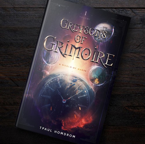 Abstract book cover with the title '"Greysons of Grimoire" Artwork (Fantasy Novel)'