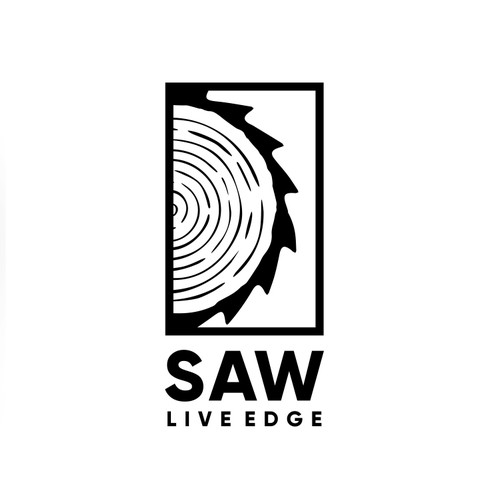 Woodworking design with the title 'Logo Design for SAW Live Edge - Woodworking Company'