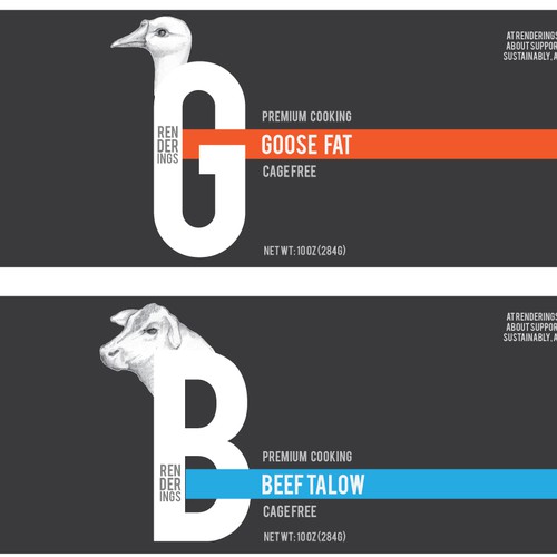 Drawing label with the title 'package for premium cooking fat'