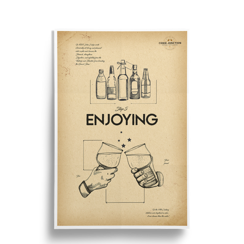Restaurant artwork with the title 'Design of Vintage poster for Cider Junction '