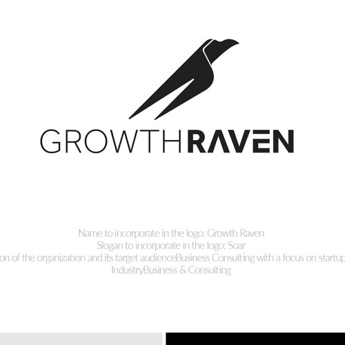 Raven logo with the title 'Growth Raven logo Design'