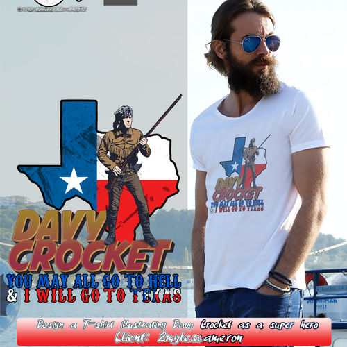 Vector art t-shirt with the title 'Davy Crocket T-Shirt Design'