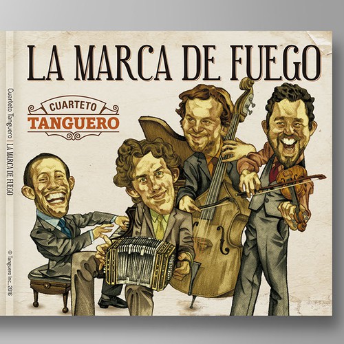 Caricature artwork with the title 'Argentine Tango CD Design'