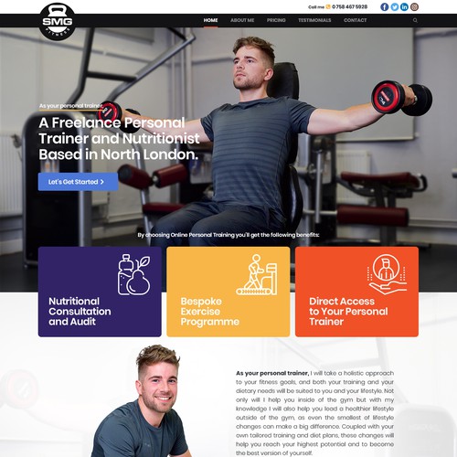 Personal trainer design with the title 'Website for Fitness Trainer'