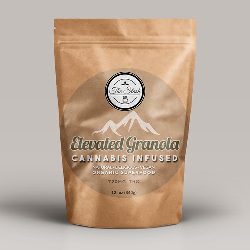 Mountain label with the title 'Elevated Granola'