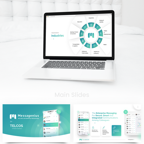 Bank design with the title 'The best presentation template for B2B secure messaging app'