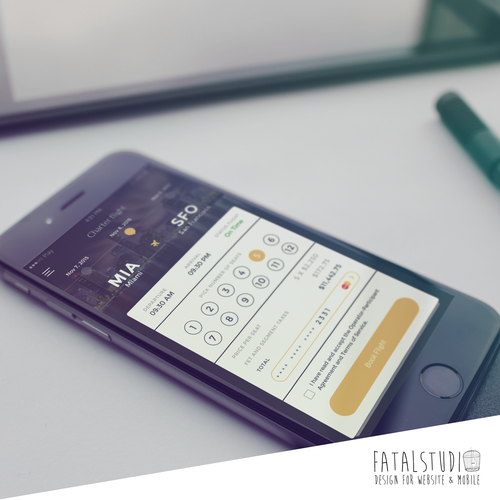 UI design with the title 'Book a Private Flight App'