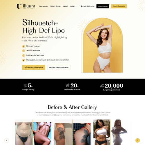 Luxury website with the title 'Landing Pages For Plastic Surgery Office To Drive Conversion'