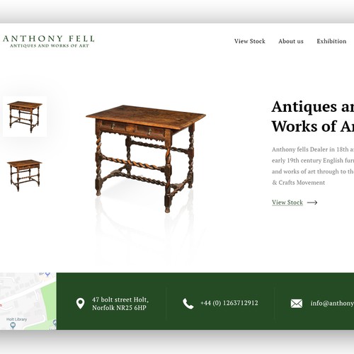 Art website with the title 'Antiques Website'