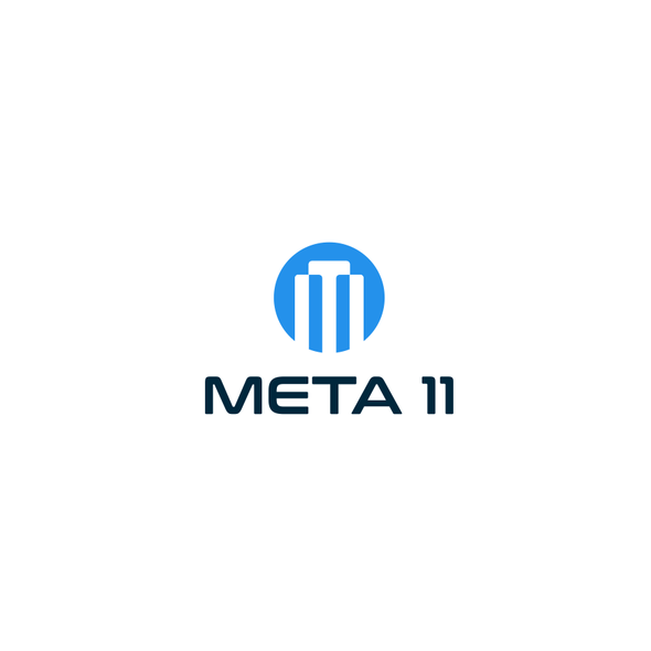 Meta logo with the title 'Meta 11 - Logo for metaverse cricket league'