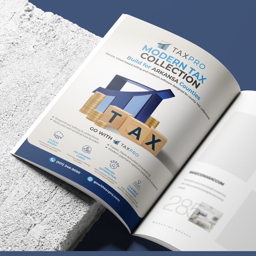 Magazine ad design with the title 'Flyer for TAX Magazine Ad'