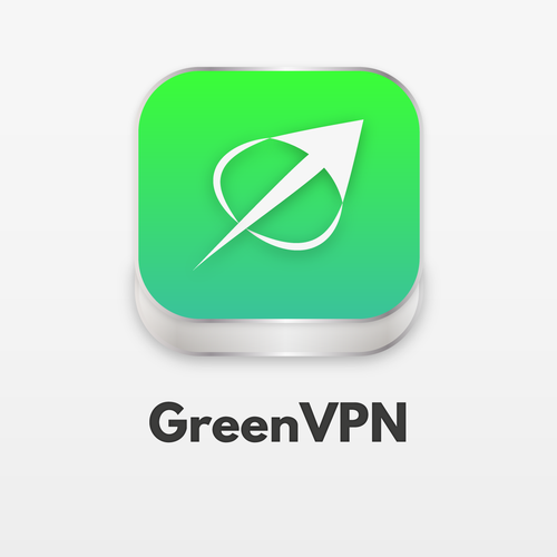 VPN design with the title 'GreenVPN App Icon Redesign'