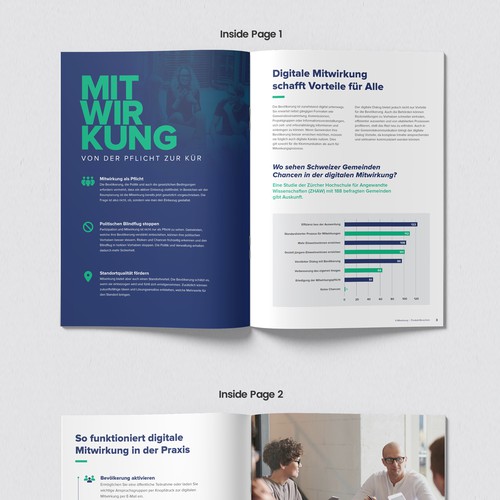 Annual report design with the title 'Product Booklet Design for Mitwirkung'