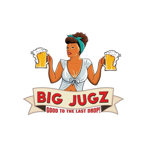Pin-up girl logo with the title 'Beer logo for a small brewery'