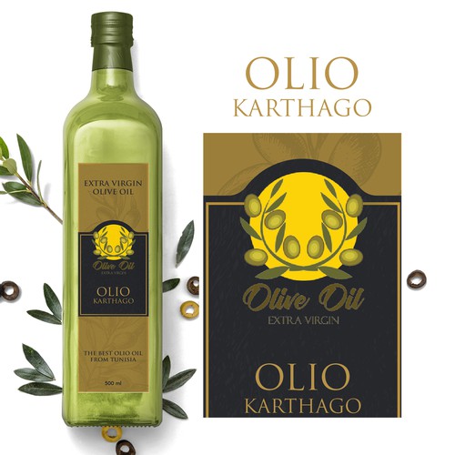 Olive oil label with the title 'Ticket for our new olive oil bottle'
