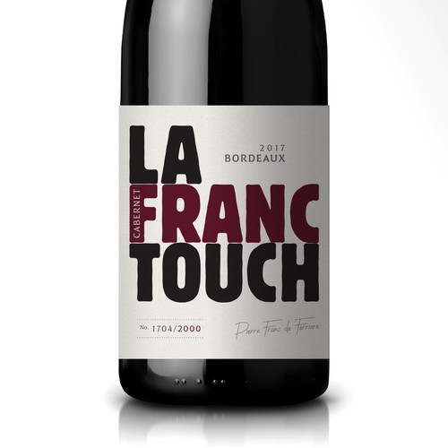 Handcrafted design with the title 'La Franc Touch - Cabernet Franc - Wine Label'