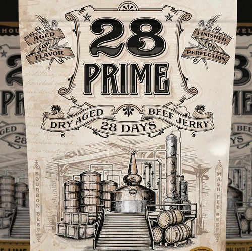Brand with the title '28 Prime Dry Aged Beef jerky'
