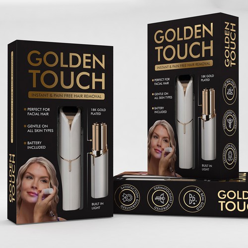Gold packaging with the title 'Bold & Premium Packaging Design'