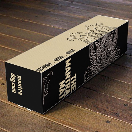 Abstract packaging with the title 'package design for THE MANTRA MAT  (Mantradog.com)'