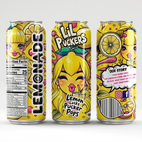 Lemonade label with the title 'Lemonade Can Design for the Lil Puckers'