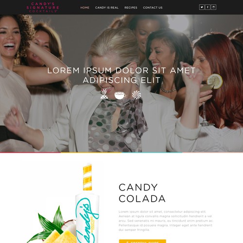 Fun website with the title 'Fun website re-design for Candy's Signature Cocktails & Liqueurs'