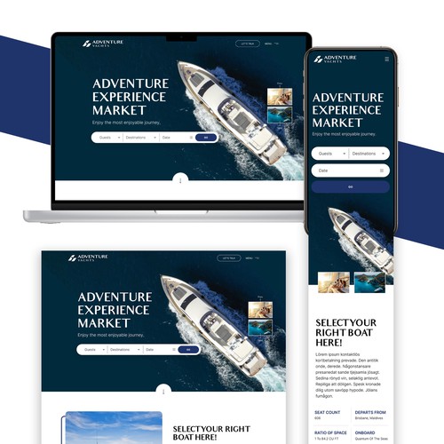 Mobile website with the title 'Yatch Services Web Design'