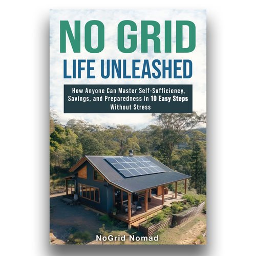 Survival design with the title 'BOOK COVER FOR NO GRID LIFE UNLEASHED'