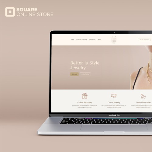 Atom design with the title 'Groovy site for a jewelry company from Square Online Store '