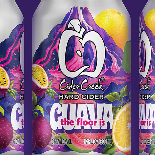 Cider label with the title 'Hard Cider The Floor is Guava'
