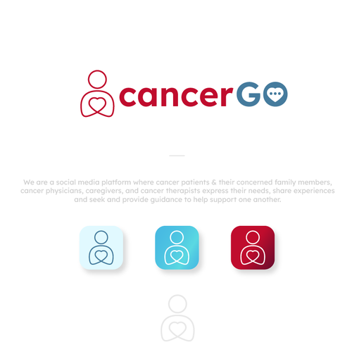 Cancer ribbon design with the title 'CancerGo Logo Design'